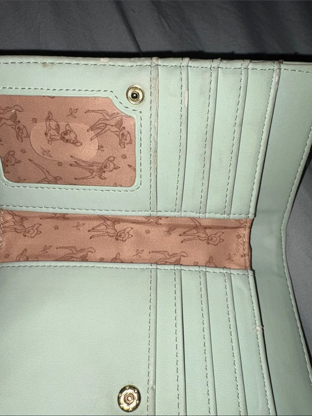 Loungefly Mint Bambi Zip Wallet with Floral Patch